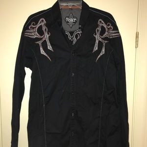 Roar black button down